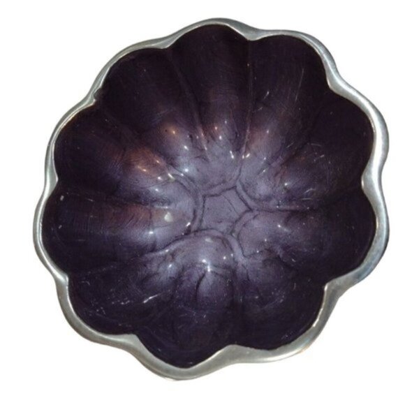 Pair Small Ceramic Trinket Dishes Bowls by Suma Ceramic Inlay & Silvered Outers - Picture 3 of 12